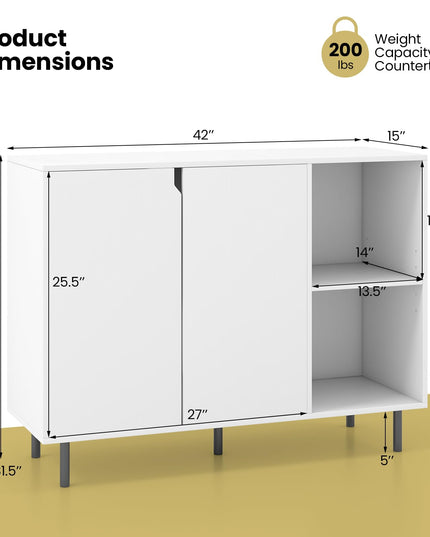 Giantex Buffet Cabinet with Storage, Wooden Sideboard with 2-Door Cabinet, 2 Cubes