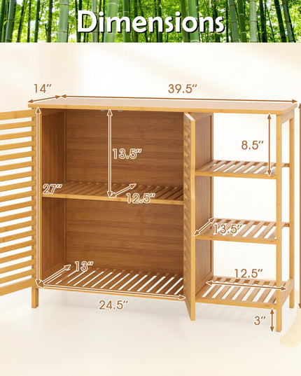Giantex Bamboo Bathroom Storage Cabinet for Living Room