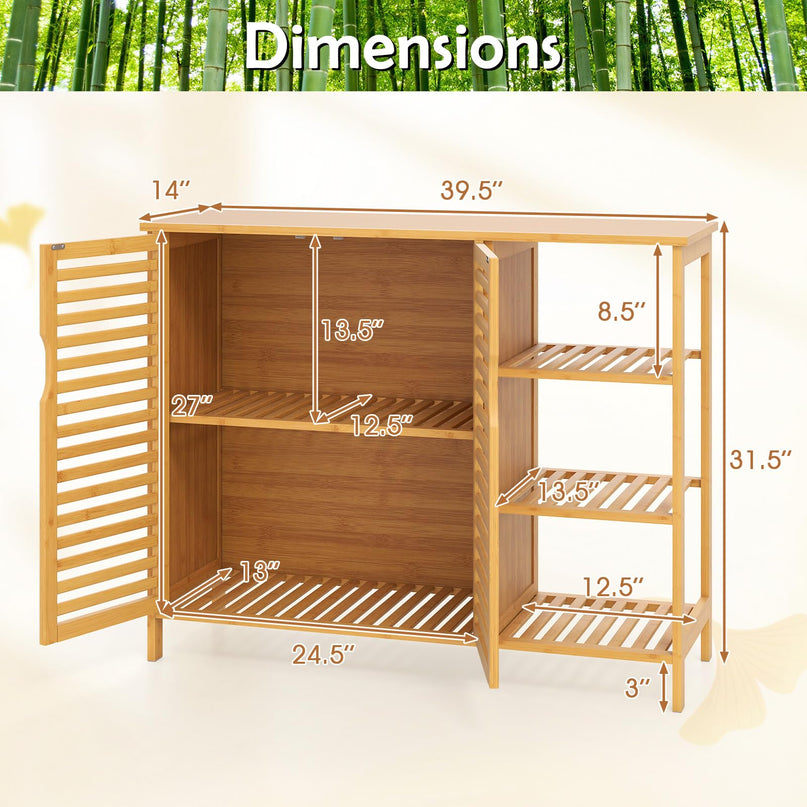 Giantex Bamboo Bathroom Storage Cabinet for Living Room