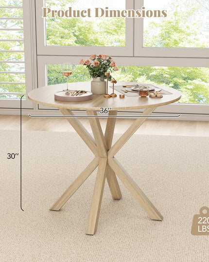 Giantex 36" Round Dining Table for 4 with Rubber Wood Legs