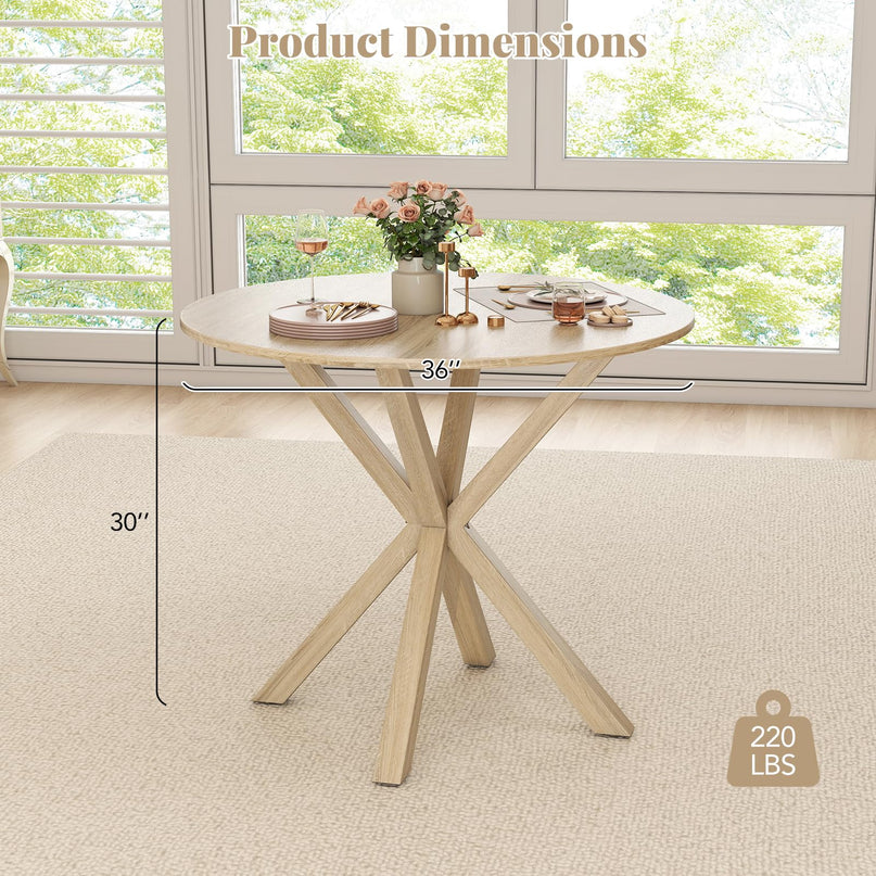 Giantex 36" Round Dining Table for 4 with Rubber Wood Legs