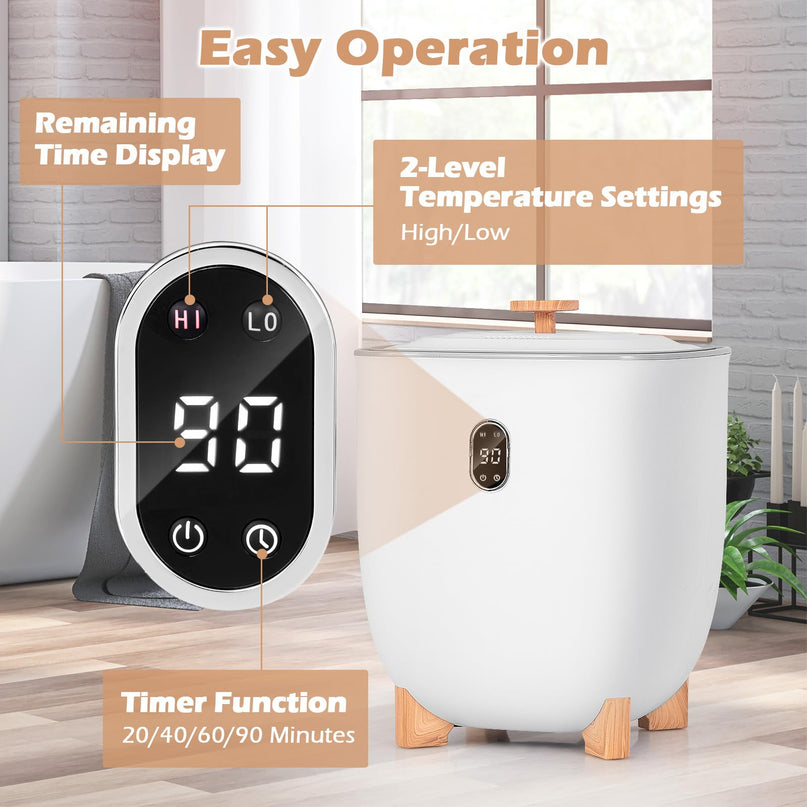 Giantex 25L Towel Warmer Bucket - Electric Towel Heater for Bathroom, 2 Temperature Settings, 20-60 Timer