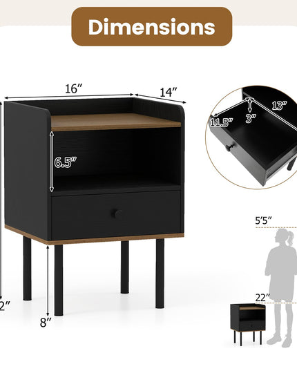 Giantex Wood Nightstands Set of 2 with Drawer