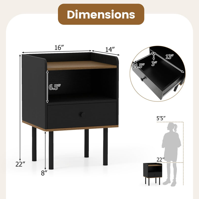 Giantex Wood Nightstands Set of 2 with Drawer