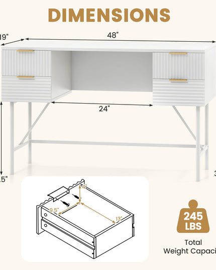 Giantex Modern Desk with 4 Drawers