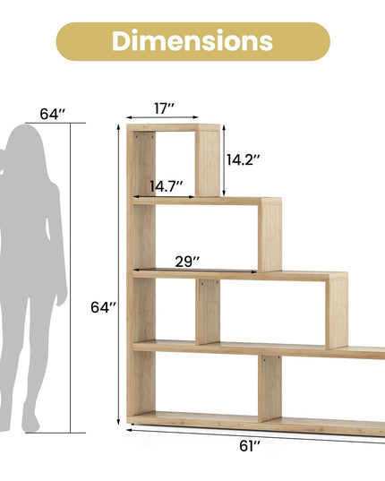 Giantex 6 Cube Geometric Bookshelf, 4-Tier L-Shaped Bookcase with Cubes