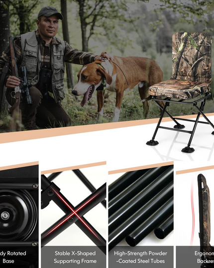 Giantex Hunting Chairs for Blinds - 360° Swivel Silent Hunter Chair