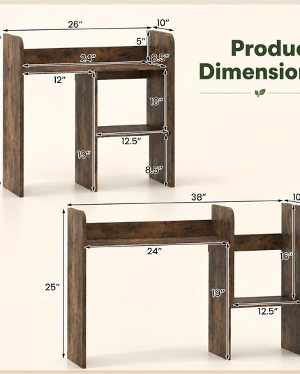 GIANTEX Extendable Desktop Bookshelf w/ Storage Hutch
