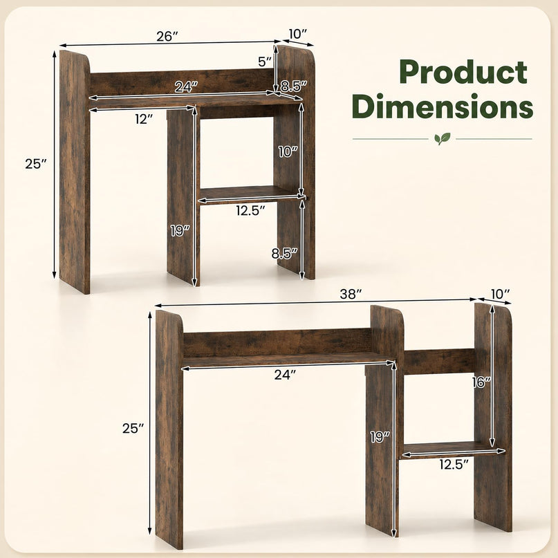 GIANTEX Extendable Desktop Bookshelf w/ Storage Hutch