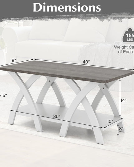 Giantex 40 Inch Rectangular Living Room Table with Open Display Area for Small Space