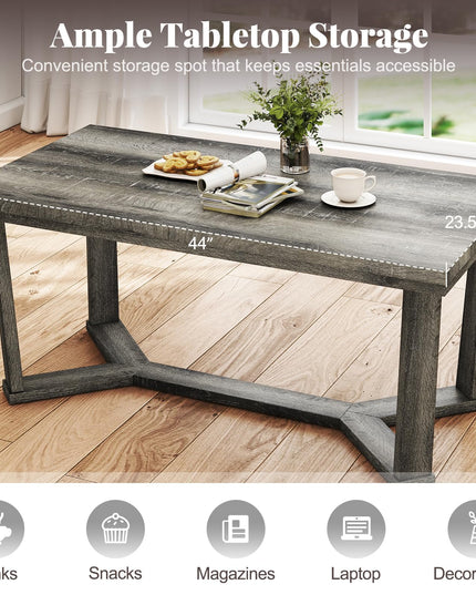 Giantex Farmhouse Wood Coffee Table for Reception Office