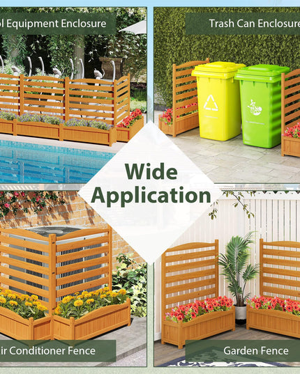 Giantex Air Conditioner Fence Outdoor, Wood Privacy Screen with Planter Box