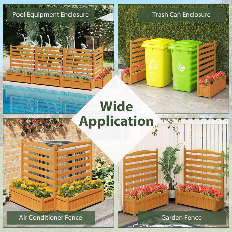 Giantex Clôture de climatiseur extérieure, brise-vue en bois avec jardinière
