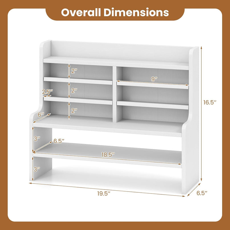 Giantex 19.5" Wooden 6 Tier Storage Rack with 2 Removable Shelves