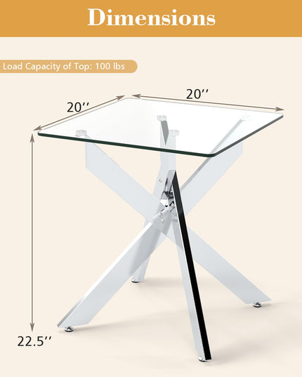 Giantex Table d'appoint carrée en verre pour canapé（1/2）