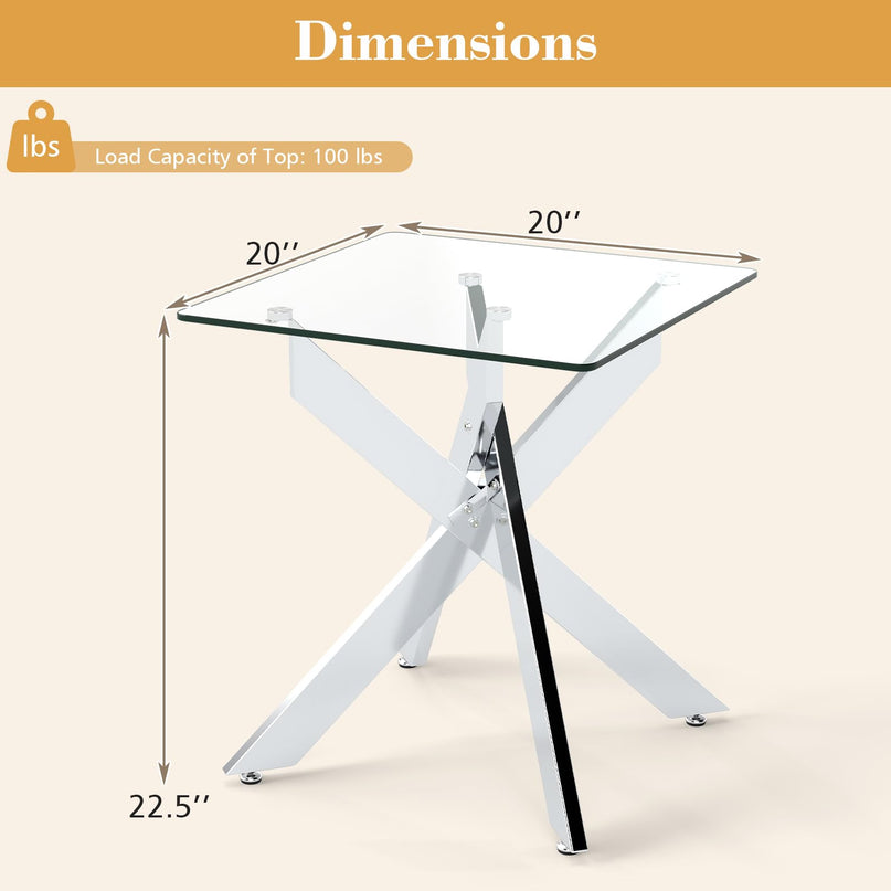 Giantex Table d'appoint carrée en verre pour canapé（1/2）