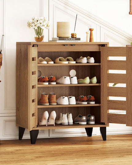 Meuble à chaussures Giantex avec portes à persiennes, étagères réglables et trous d'aération
