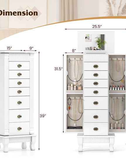 Giantex Standing Jewelry Cabinet with 7 Drawers