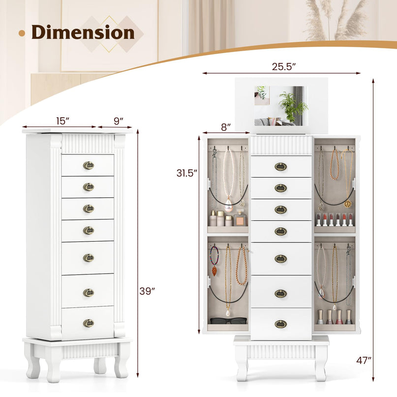 Giantex Standing Jewelry Cabinet with 7 Drawers