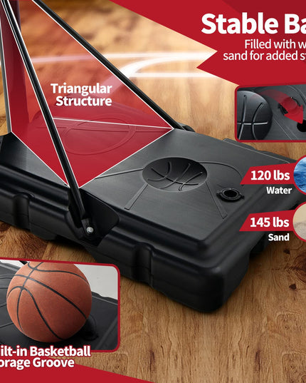 Giantex Portable Basketball Hoop Outdoor - 4.25-10ft Height Adjustable Basketball Goal System w/ 43.5" Backboard, Sandbag