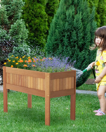 Giantex Wooden Raised Garden Bed, Solid Wood Elevated Planter Box w/Legs, 35”Lx 16”Wx24”H