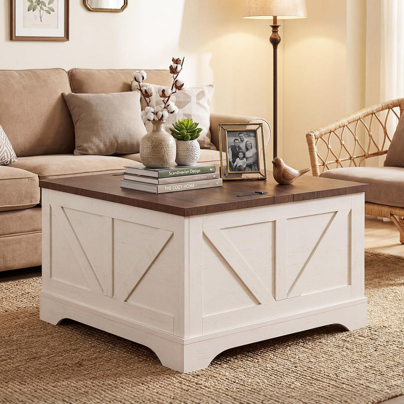 Giantex 31.5" Square Farmhouse Lift Top Coffee Table with Storage