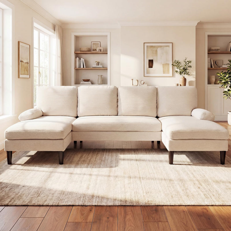 Giantex Sectional Couch for Living Room | U-Shaped Sofa with Double Chaise