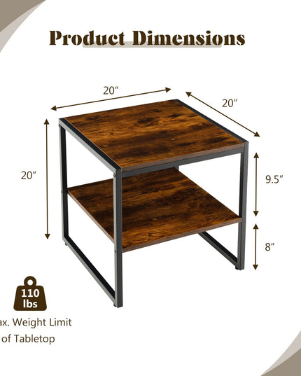 Giantex End Table Set of 2, Industrial 20" Side Table