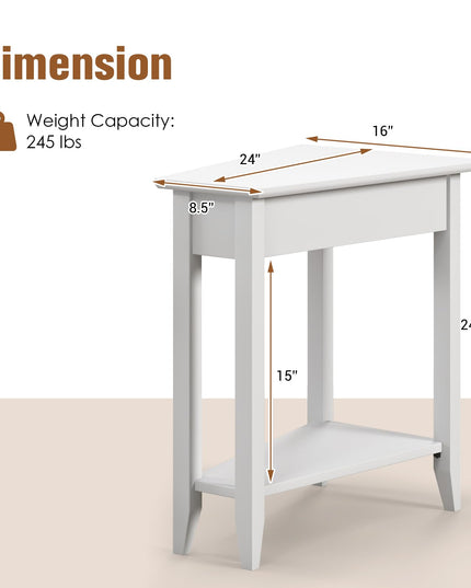 Triangle Side Table with Storage Shelf - Giantex