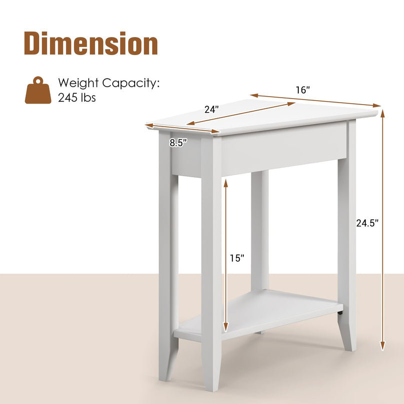 Triangle Side Table with Storage Shelf - Giantex