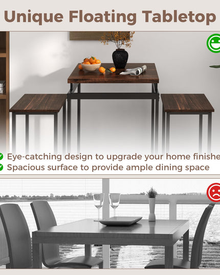 Giantex Small Dining Table Set for 2 - Counter Height Table Set with 2 Stools