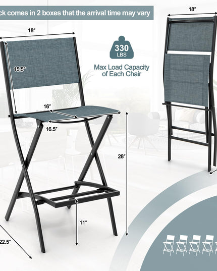 Giantex Folding Patio Bar Chairs Set of 6
