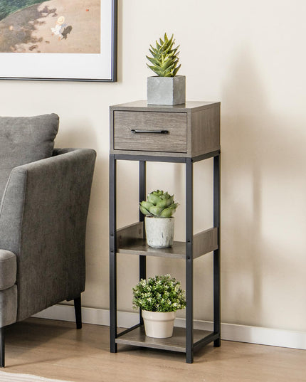 Giantex 3 Tier Tall Plant Stand Indoor, 36 Inch Corner Plant Holder with Drawer & Metal Frame