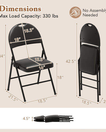 Giantex  Folding Chair with Metal Frame for Indoor Outdoor