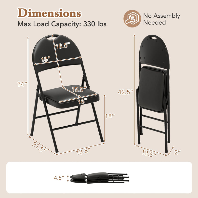 Giantex  Folding Chair with Metal Frame for Indoor Outdoor