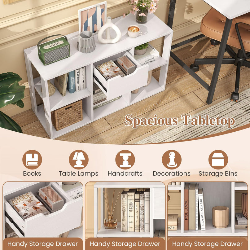 GIANTEX 3-Tier Cube Storage Shelf with 5 Open Cubbies & Drawer (1/2)