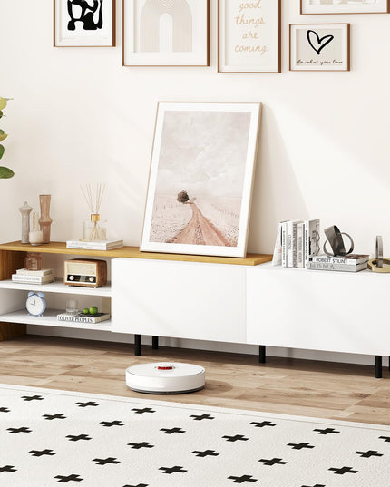 Meuble TV Giantex pour téléviseurs jusqu'à 80 pouces | Meuble de divertissement blanc avec rangements