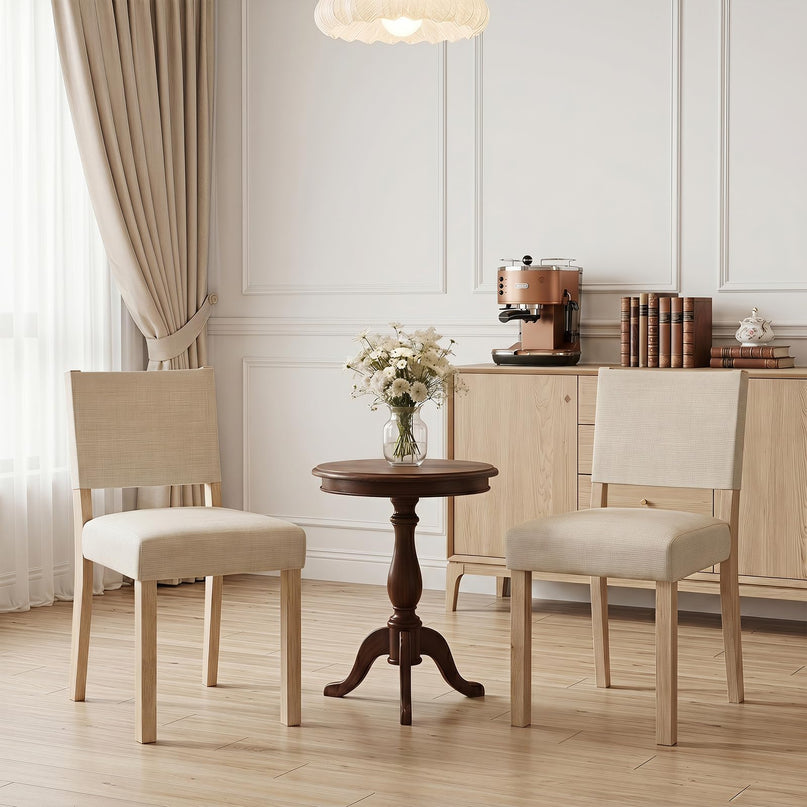 Set of 2/4 Upholstered Dining Chairs with Linen Fabric Seat