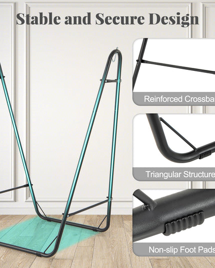 Giantex Hammock Chair with Stand - Swing Chair with Heavy Duty Metal Frame, Storage Side Pocket, Grey