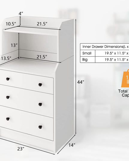 Giantex 3 Drawers Dresser for Bedroom - Modern Storage Dresser Chest of Drawers with 2 Shelves, 3 Pull-Out Drawers
