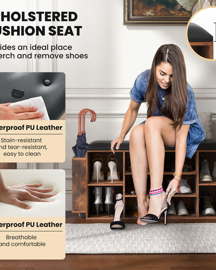 Giantex Entryway Storage Bench with Umbrella Stand