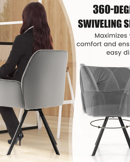 Giantex Upholstered Swivel Velvet Accent Chair Set of 2