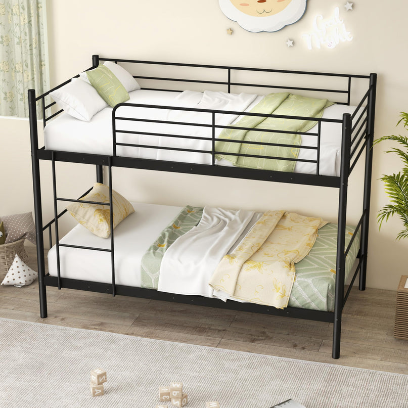Giantex Metal Bunk Bed Twin Over Twin, Bunk Beds for Kids, Teens & Adults Bunk Bed with Stairs
