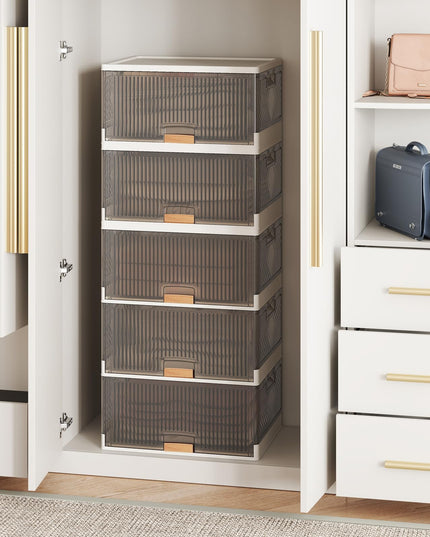 Giantex 5 Tier Stackable Storage Bins with Lids with Detachable Wheels & Flip-Up Doors