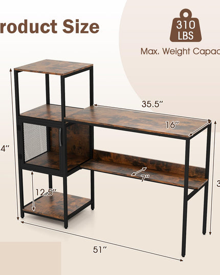 Giantex Modern Computer Workstation Home Office Desk with Storage Cabinet and Shelves
