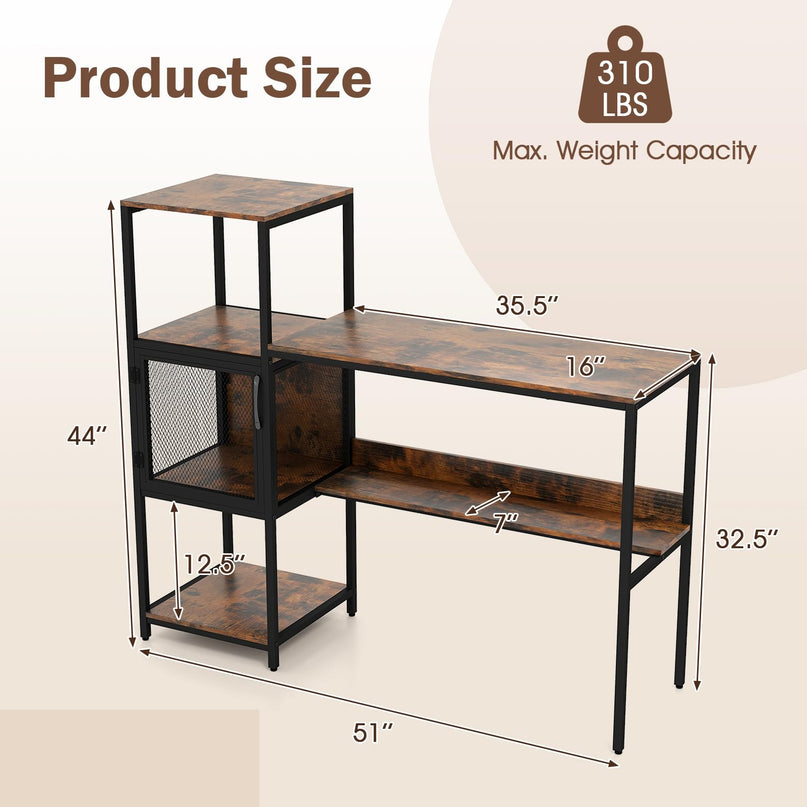 Giantex Modern Computer Workstation Home Office Desk with Storage Cabinet and Shelves