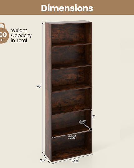 Giantex 6-Tier Bookcase, 70" Tall Wooden Bookshelf, Freestanding Storage Organizer w/Open Shelves