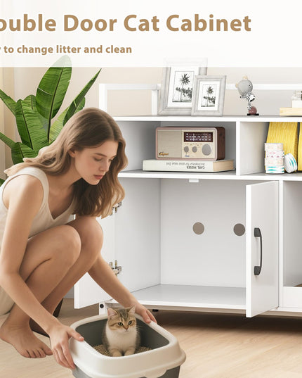 Giantex Cat Litter Box Enclosure Cat Washroom Hidden Furniture with Front Entry