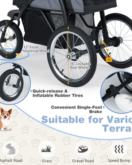 Giantex Dog Stroller for Small & Medium Dogs Cats Foldable Pet Stroller