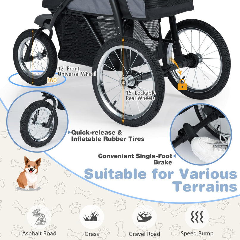 Giantex Dog Stroller for Small & Medium Dogs Cats Foldable Pet Stroller